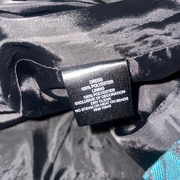 Jessica Howard Women's Metallic Blue Floral Print Jacquard Evening Dress 6P - Picture 12 of 13